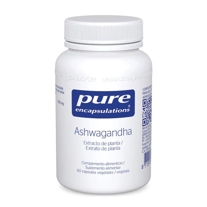 Complemento alimenticio Ashwagandha, Extracto de planta, 60 cápsulas Pure Encapsulations.
