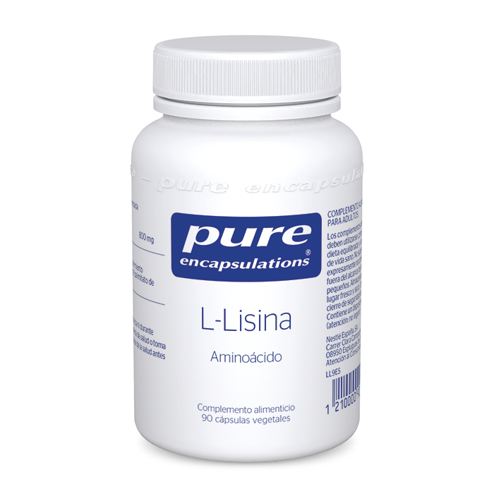 Complemento alimenticio L-Lisina Aminoácido 90 cápsulas Pure Encapsulations.